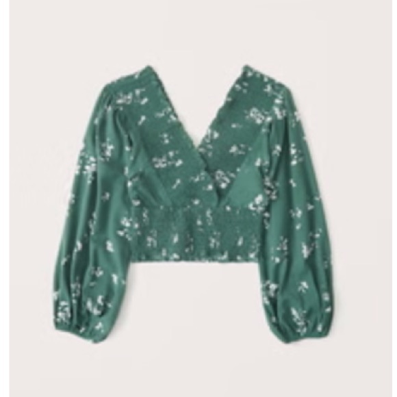 Abercrombie Long Sleeved Smocked Wrap Front Top, size L - Picture 4 of 8